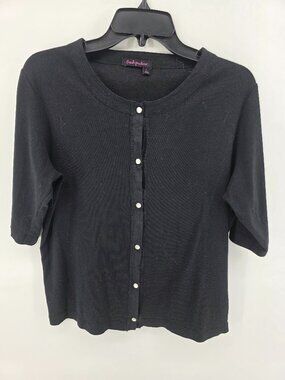 Fresh Produce Black Cotton Snap Button Cardigan  Size M  Made in USA